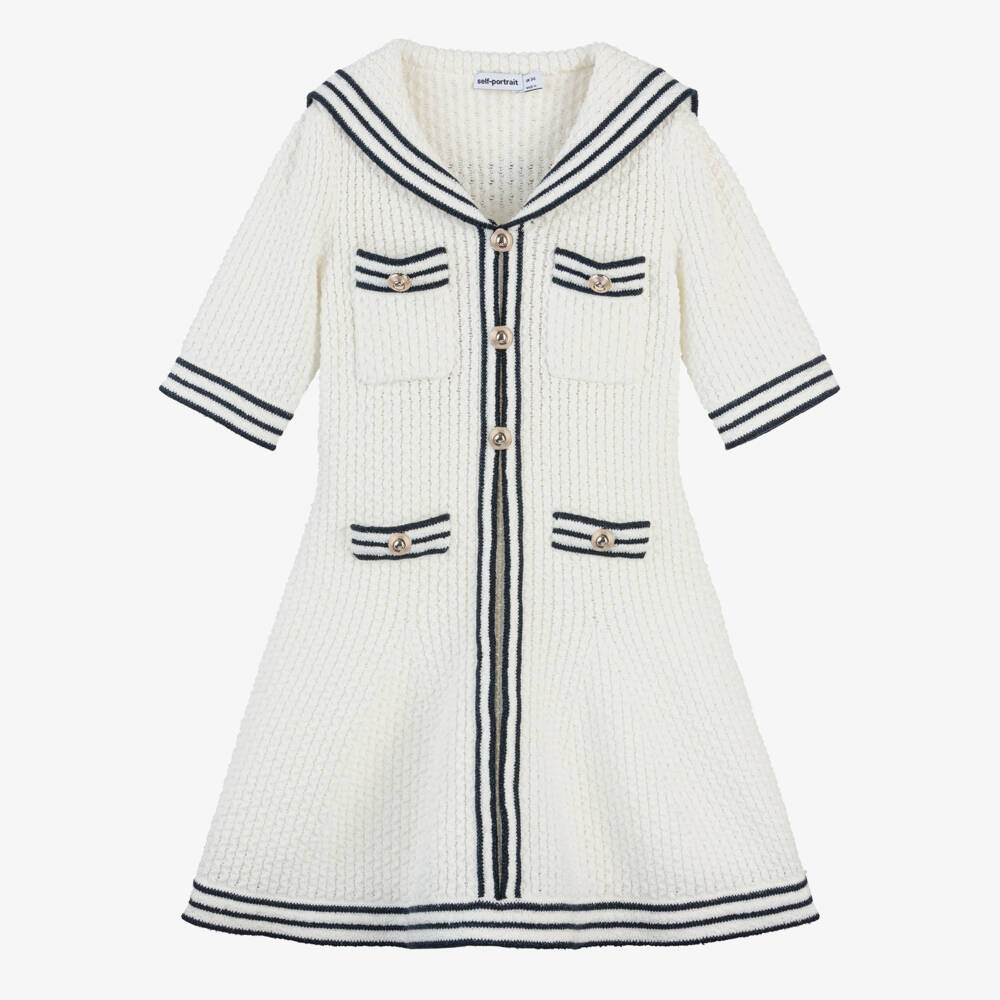 Self-Portrait-Girls Cream Nautical Knit Dress | Childrensalon Outlet