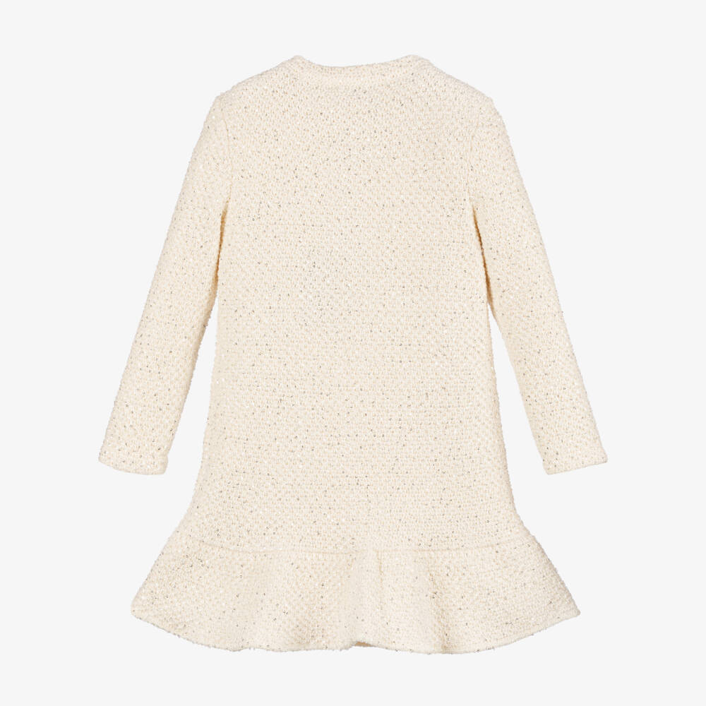 Self-Portrait-Girls Cream Sequin Knit Dress | Childrensalon Outlet