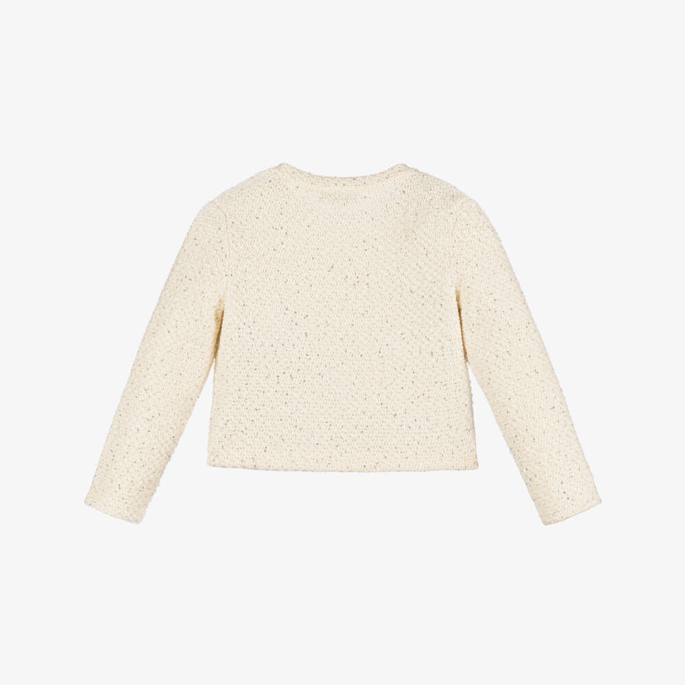 Self-Portrait-Girls Cream Sequin Knit Sweater | Childrensalon Outlet