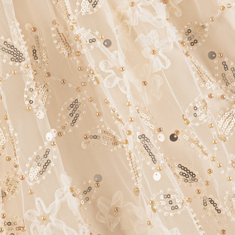 Self-Portrait-Girls Cream Tulle & Bead Dress | Childrensalon Outlet
