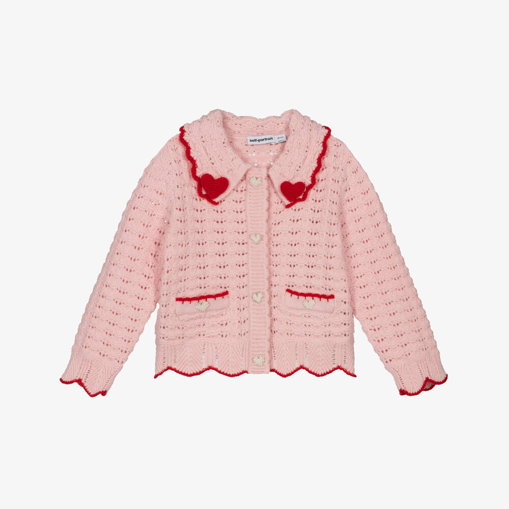 Self-Portrait-Girls Delicate Pink Wool Blend Cardigan | Childrensalon Outlet