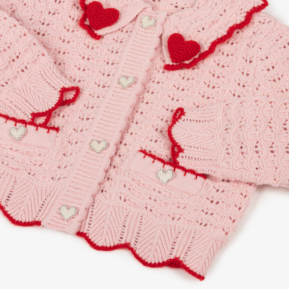 Self-Portrait-Girls Delicate Pink Wool Blend Cardigan | Childrensalon Outlet