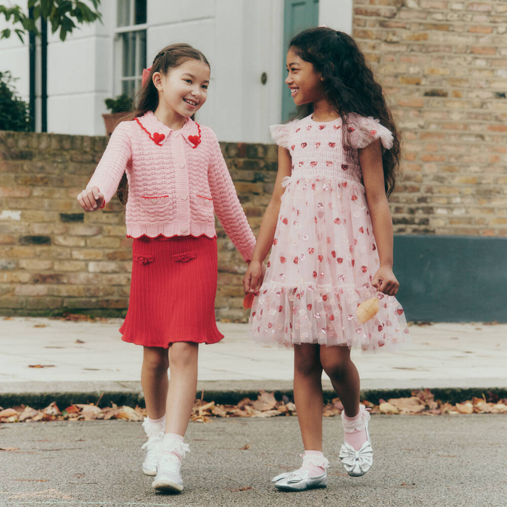 Self-Portrait-Girls Delicate Pink Wool Blend Cardigan | Childrensalon Outlet