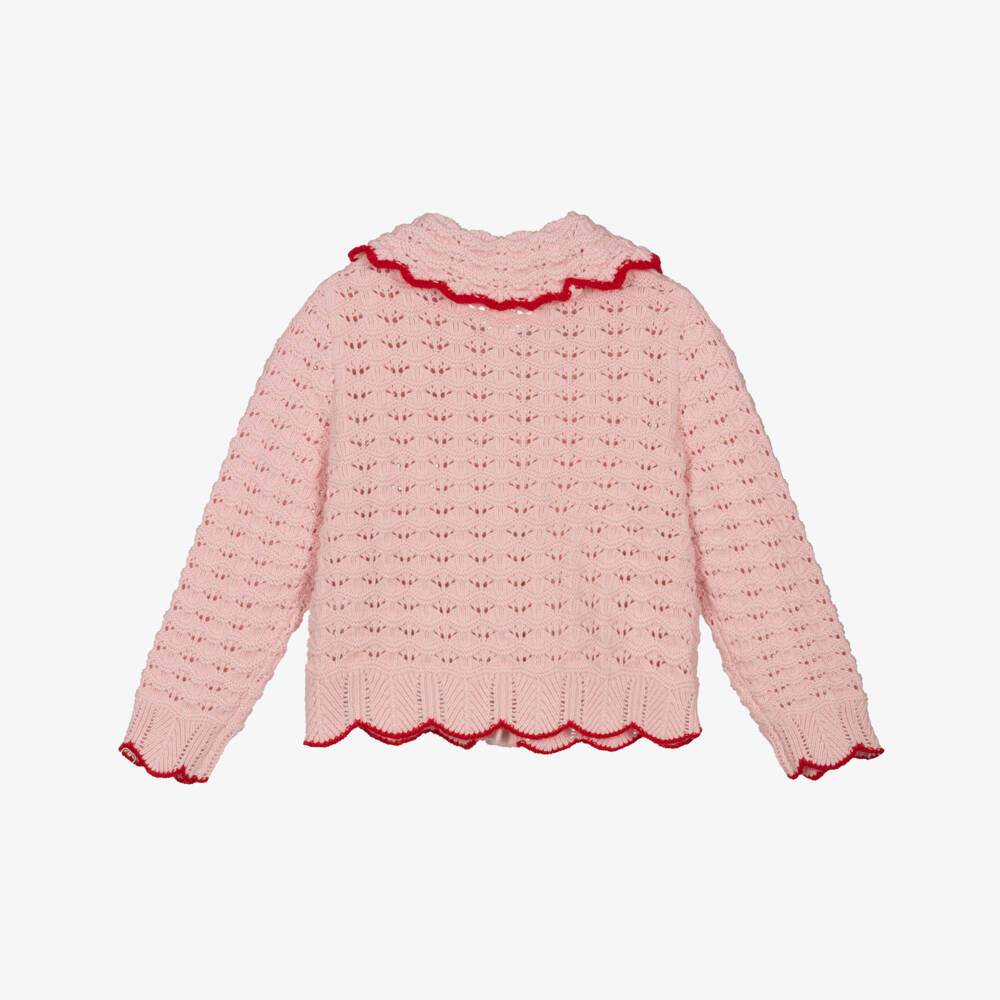 Self-Portrait-Girls Delicate Pink Wool Blend Cardigan | Childrensalon Outlet