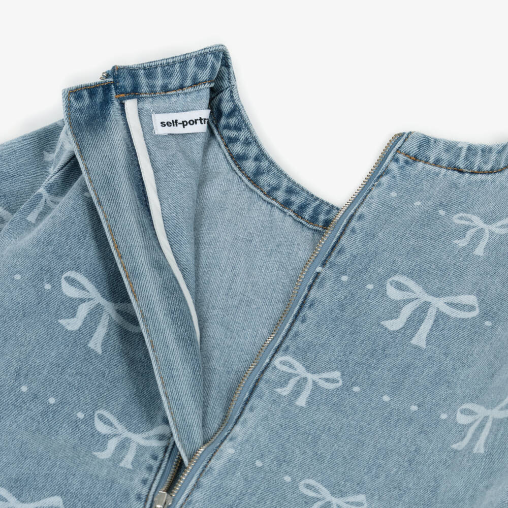 Self-Portrait-Girls Denim Dress with Bow Design | Childrensalon Outlet