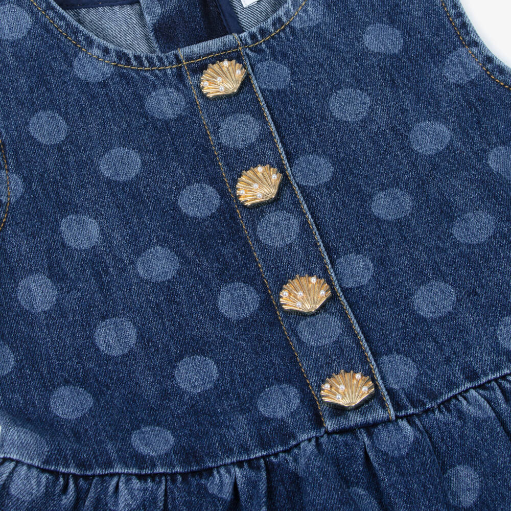 Self-Portrait-Girls Denim Polka Dot Dress | Childrensalon Outlet