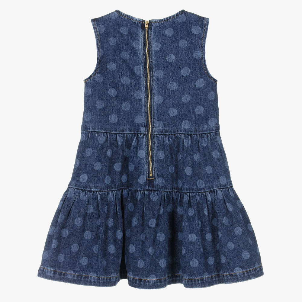 Self-Portrait-Girls Denim Polka Dot Dress | Childrensalon Outlet