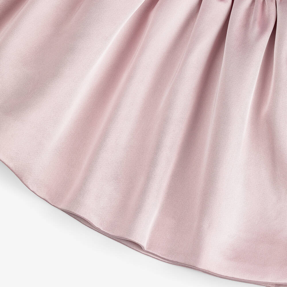 Self-Portrait-Girls Dusky Pink Satin 3D Flower Dress | Childrensalon Outlet