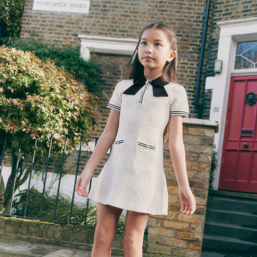 Self-Portrait-Girls Elegant Ivory Knit Dress | Childrensalon Outlet