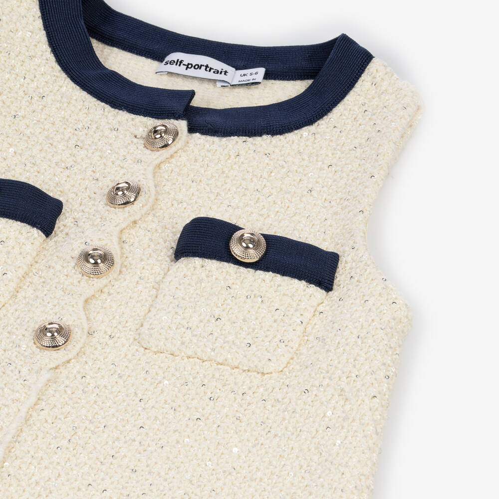 Self-Portrait-Girls Elegant Ivory Knit Frock | Childrensalon Outlet