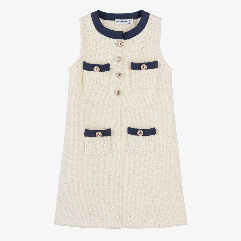 Self-Portrait-Girls Elegant Ivory Knit Frock | Childrensalon Outlet