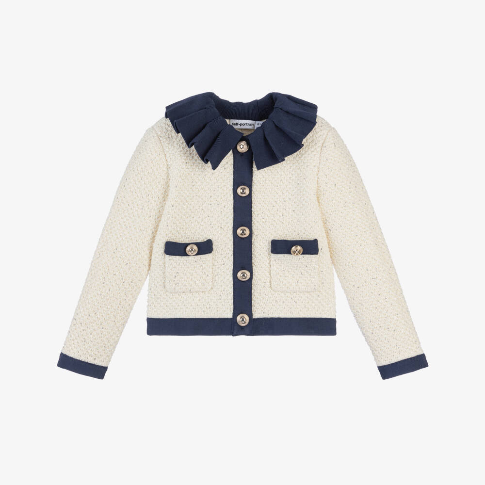 Self-Portrait-Girls Elegant Ivory Knit Jacket | Childrensalon Outlet