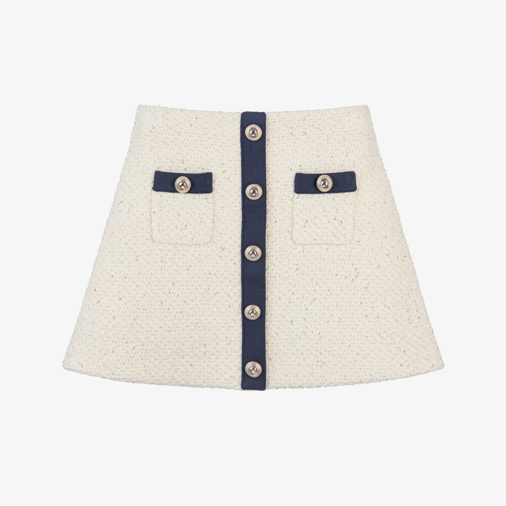 Self-Portrait-Girls Elegant Ivory Knit Skirt | Childrensalon Outlet