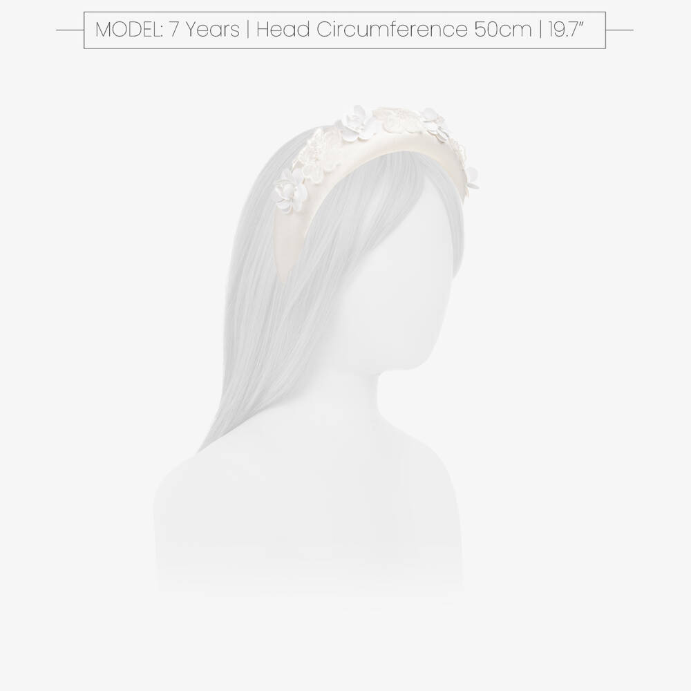 Self-Portrait-Girls Elegant Ivory Satin Headband | Childrensalon Outlet