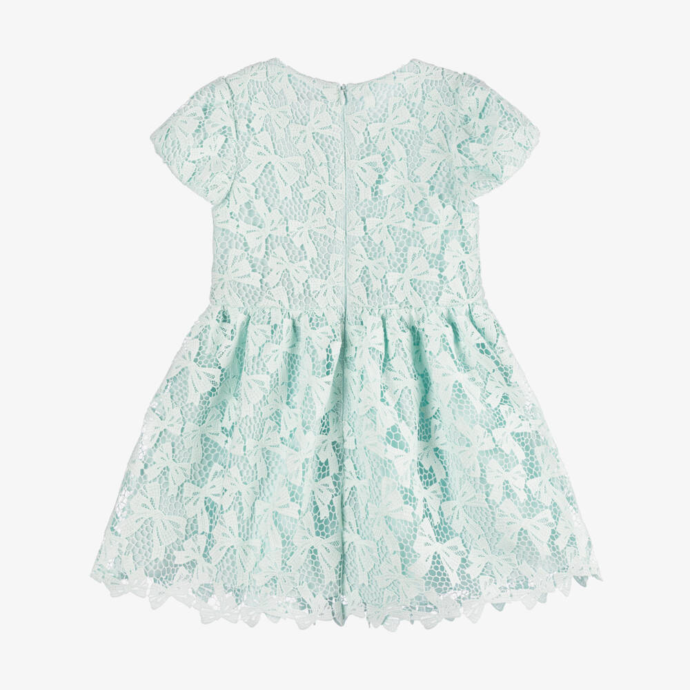 Self-Portrait-Girls Elegant Turquoise Lace Frock | Childrensalon Outlet