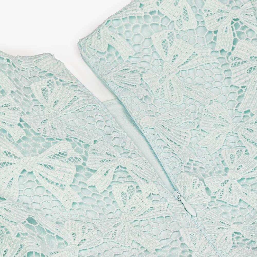 Self-Portrait-Girls Elegant Turquoise Lace Frock | Childrensalon Outlet