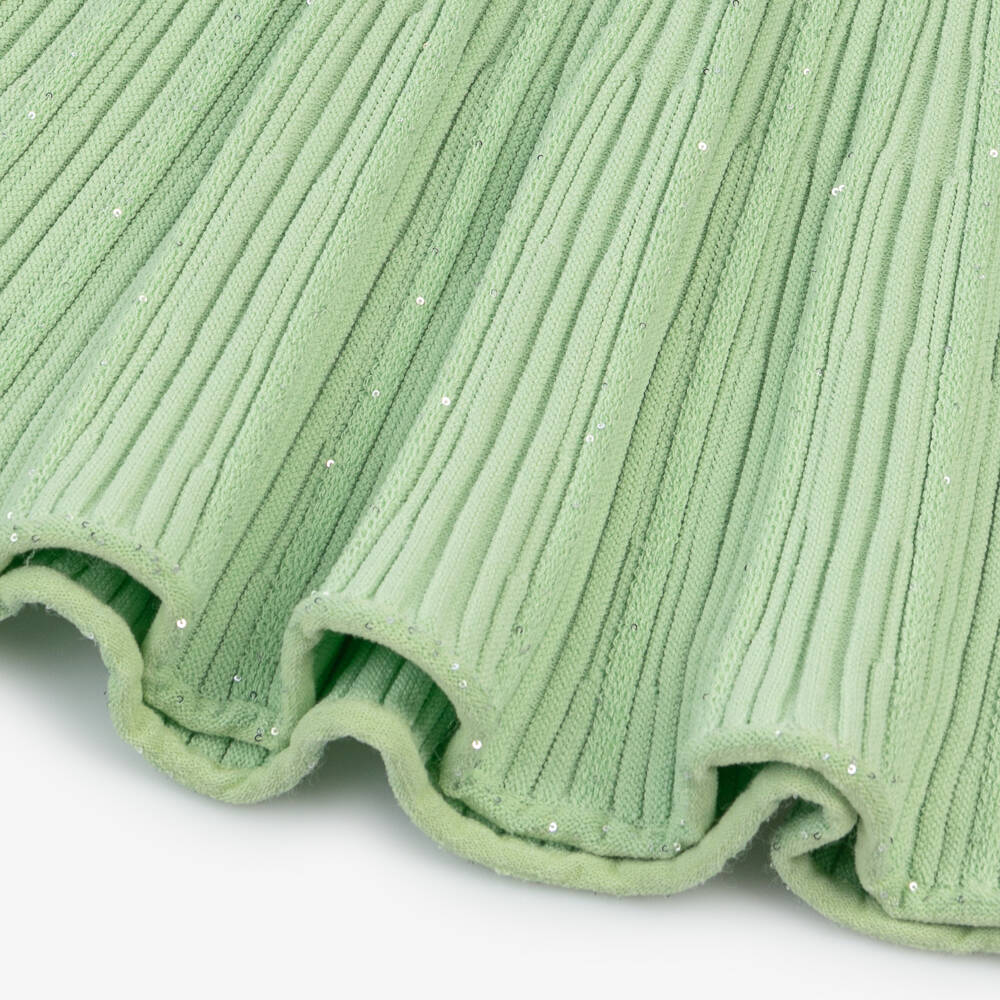 Self-Portrait-Girls Emerald Knit Dress with Floral Accents | Childrensalon Outlet