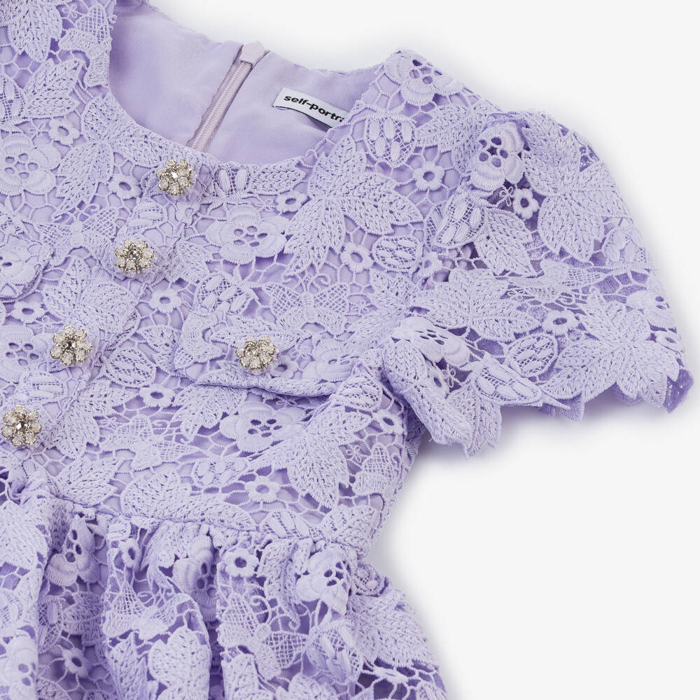 Self-Portrait-Girls Enchanting Lavender Lace Dress | Childrensalon Outlet