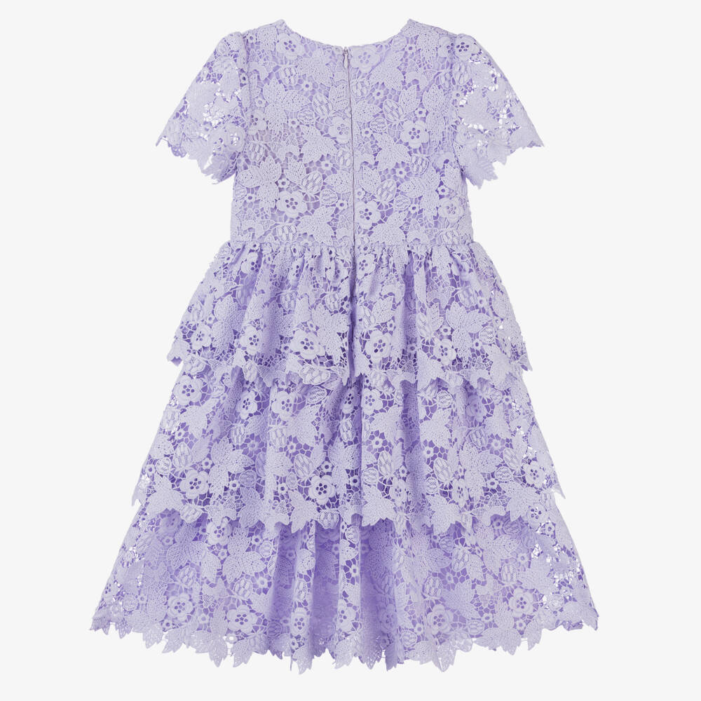 Self-Portrait-Girls Enchanting Lavender Lace Dress | Childrensalon Outlet