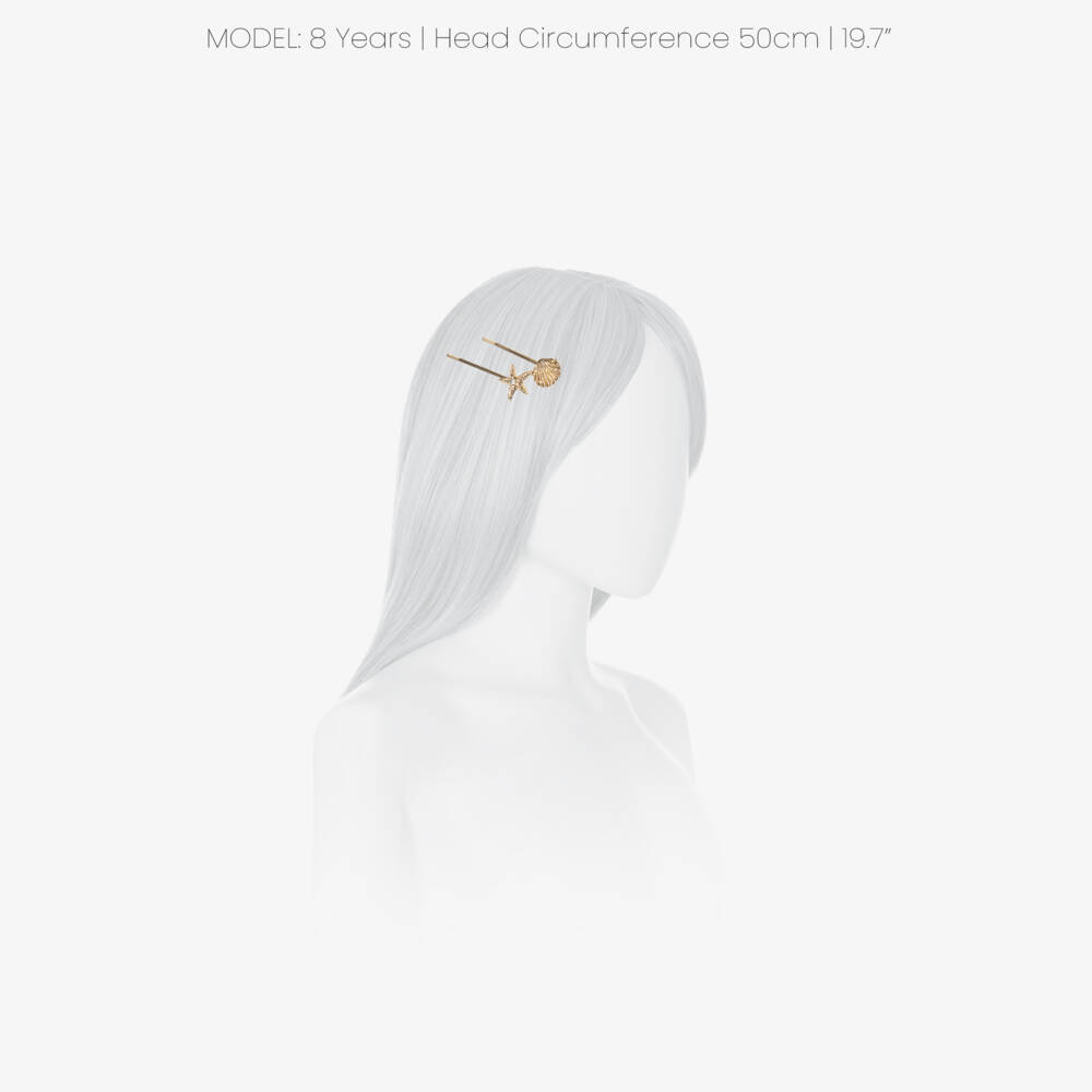 Self-Portrait-Girls Gold Shell & Starfish Hair Slides (4 Pack) | Childrensalon Outlet