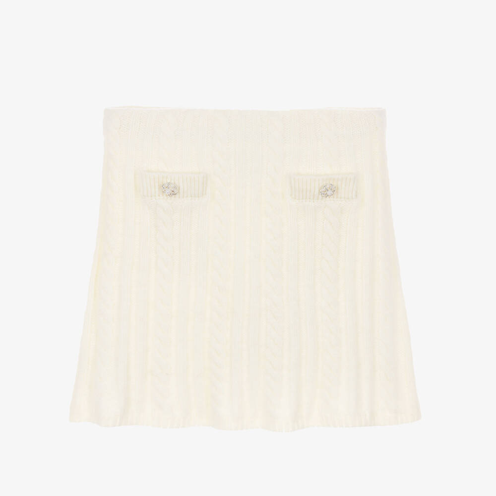 Self-Portrait-Girls Ivory Cable Knit Skirt | Childrensalon Outlet