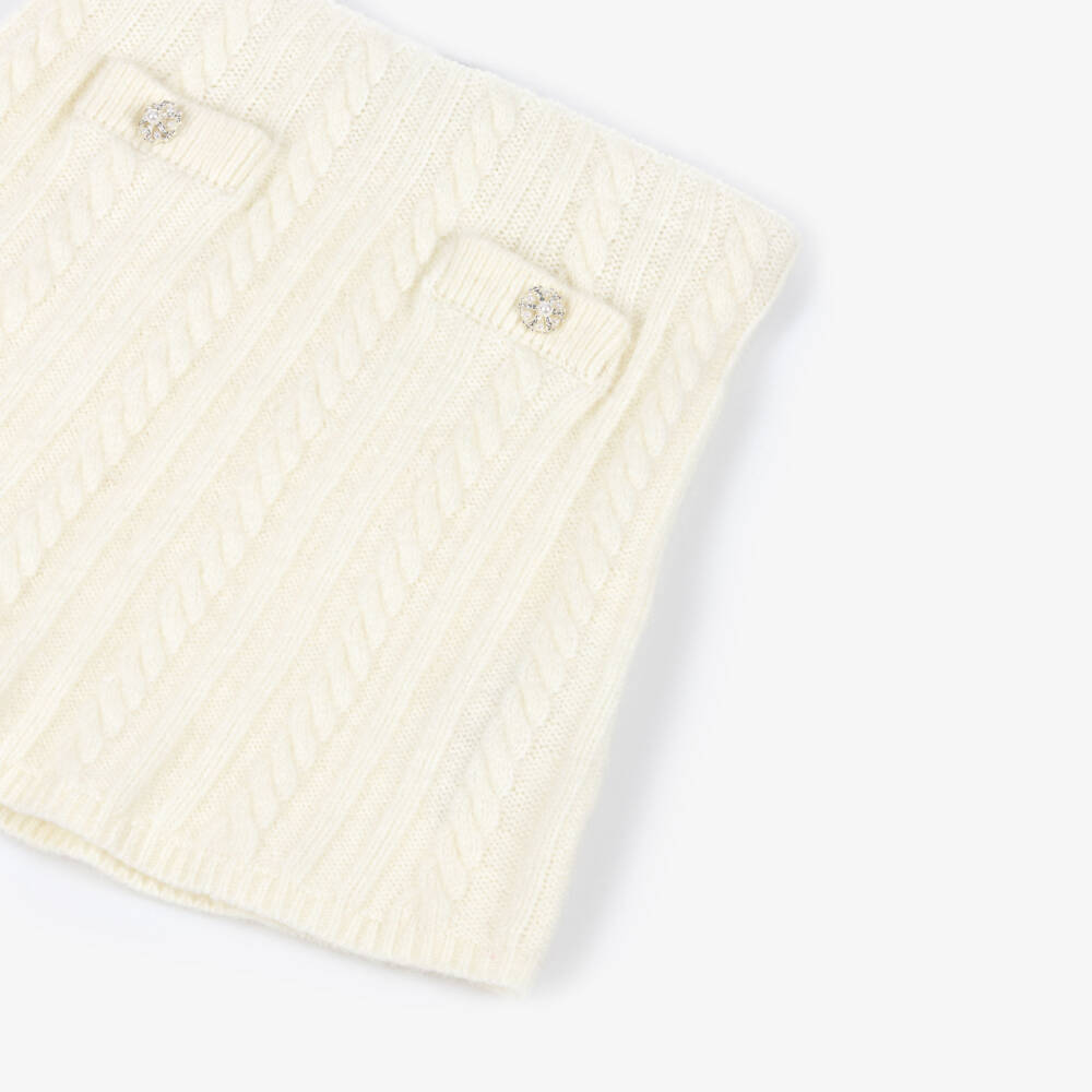 Self-Portrait-Girls Ivory Cable Wool Knit Skirt | Childrensalon Outlet