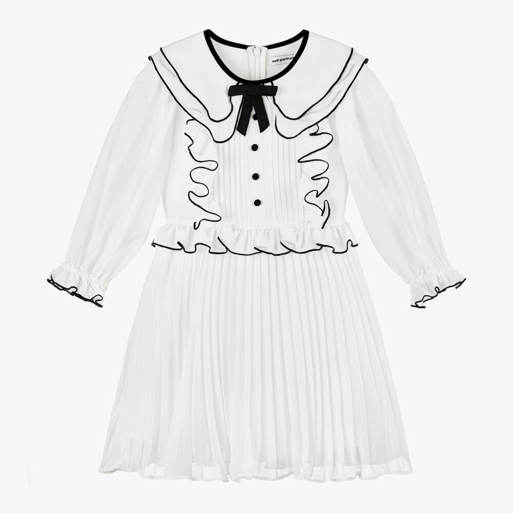 Self-Portrait-Girls Ivory Chiffon Bow Dress | Childrensalon Outlet
