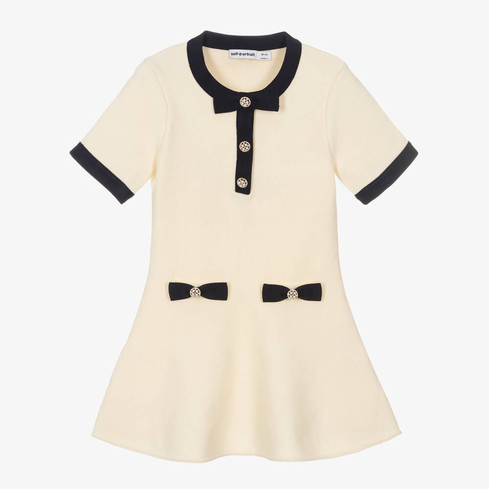 Self-Portrait-Girls Ivory Knitted Dress | Childrensalon Outlet
