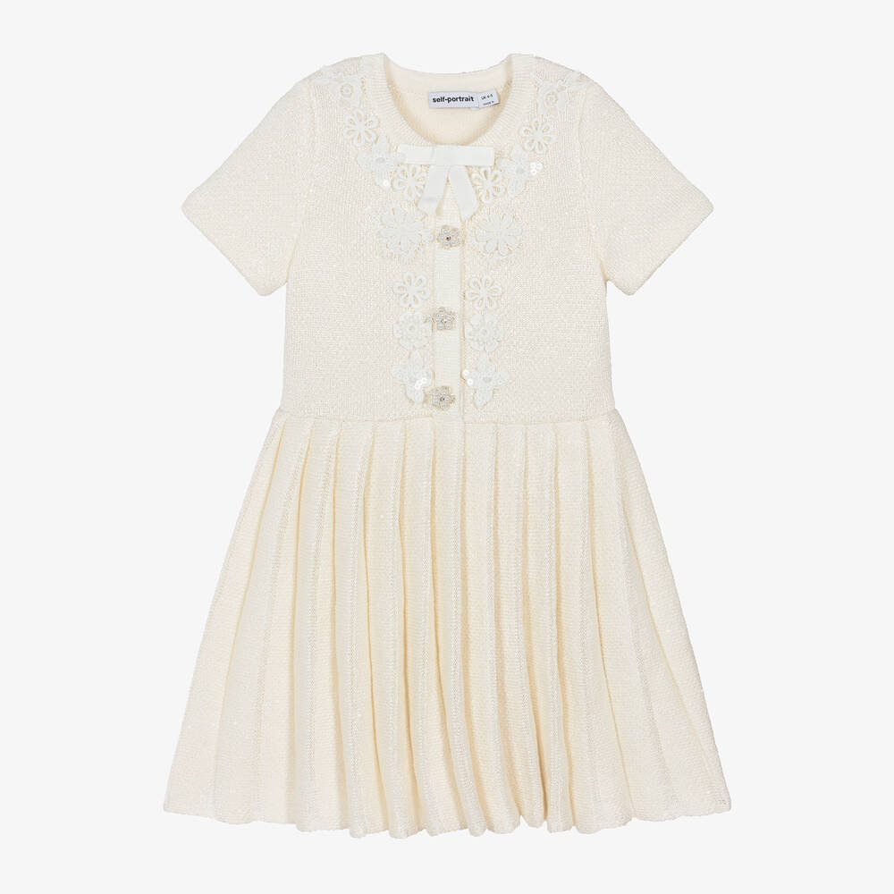 Self-Portrait-Girls Ivory Knitted Dress | Childrensalon Outlet