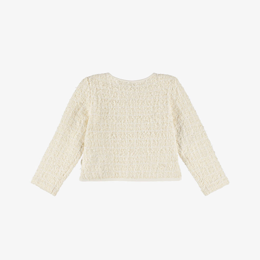 Self-Portrait-Girls Ivory Sequin Tweed Jacket with Bow Detailing | Childrensalon Outlet