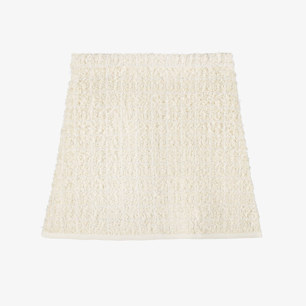Self-Portrait-Girls Ivory Sequinned Tweed Skirt with Bow Detailing | Childrensalon Outlet