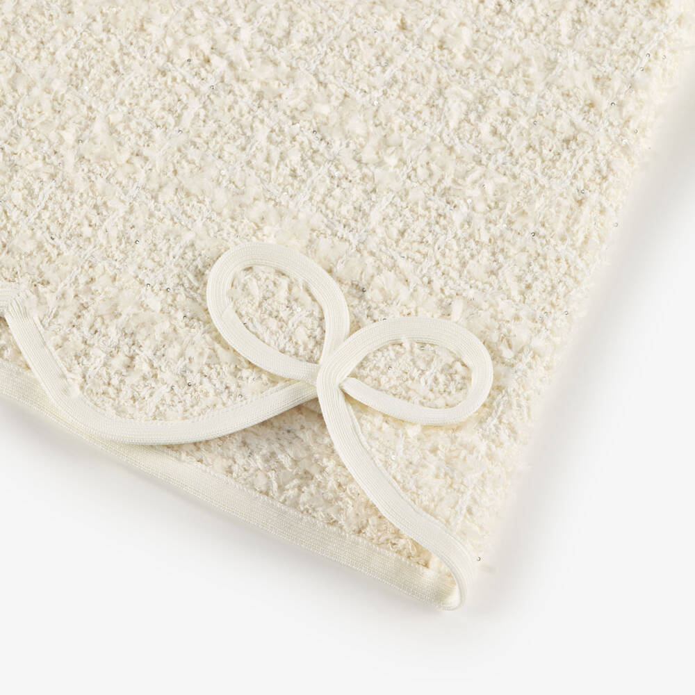 Self-Portrait-Girls Ivory Sequinned Tweed Skirt with Bow Detailing | Childrensalon Outlet