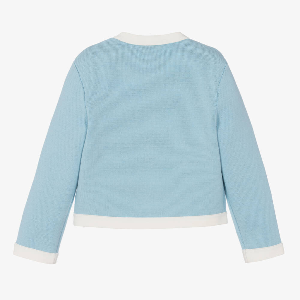 Self-Portrait-Girls Light Blue Knit Cardigan | Childrensalon Outlet