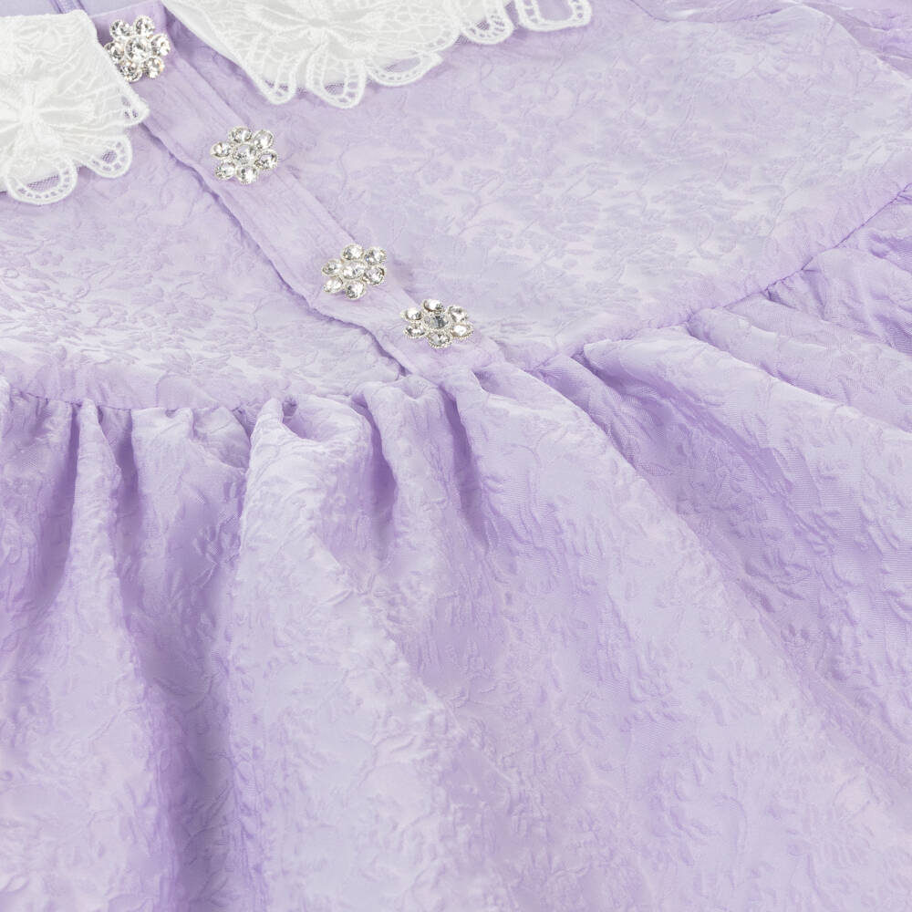 Self-Portrait-Girls Lilac Lace Collar Dress | Childrensalon Outlet