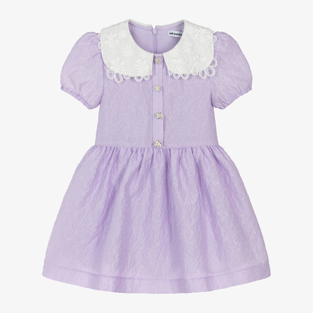 Self-Portrait-Girls Lilac Lace Collar Dress | Childrensalon Outlet