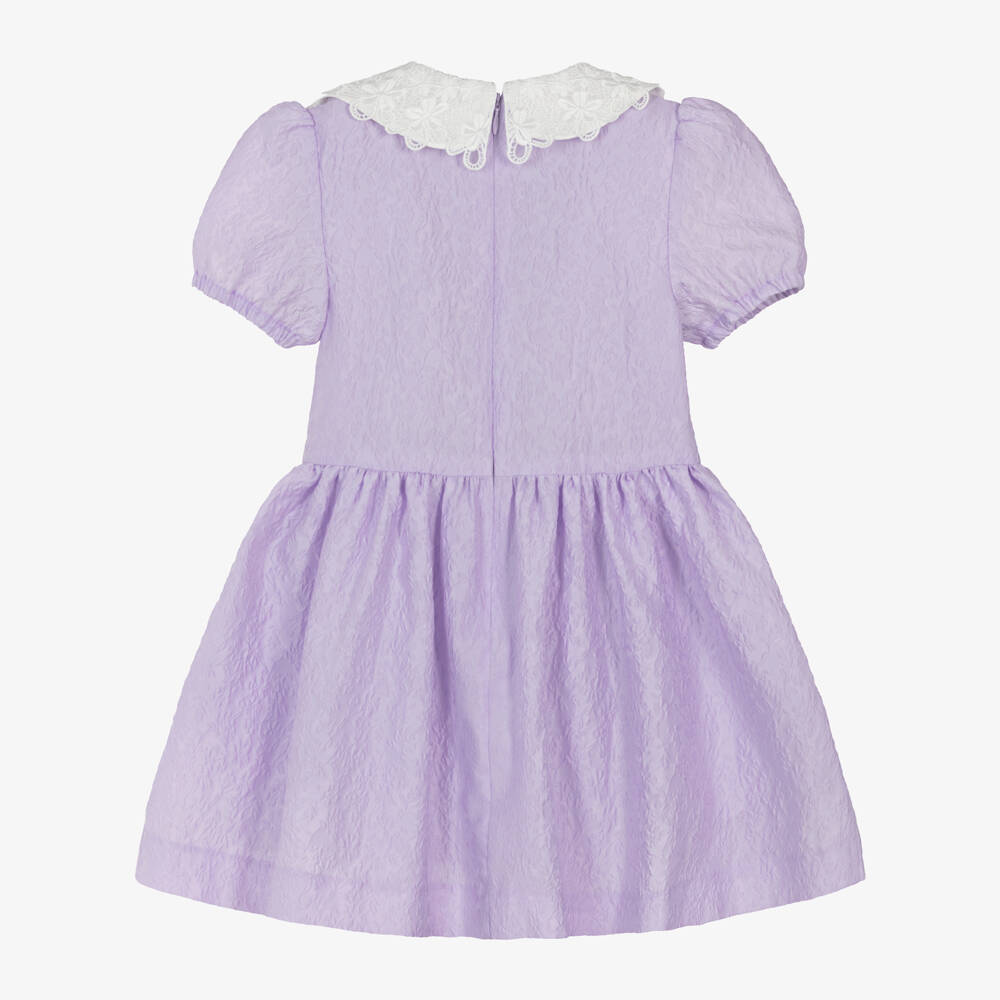 Self-Portrait-Girls Lilac Lace Collar Dress | Childrensalon Outlet