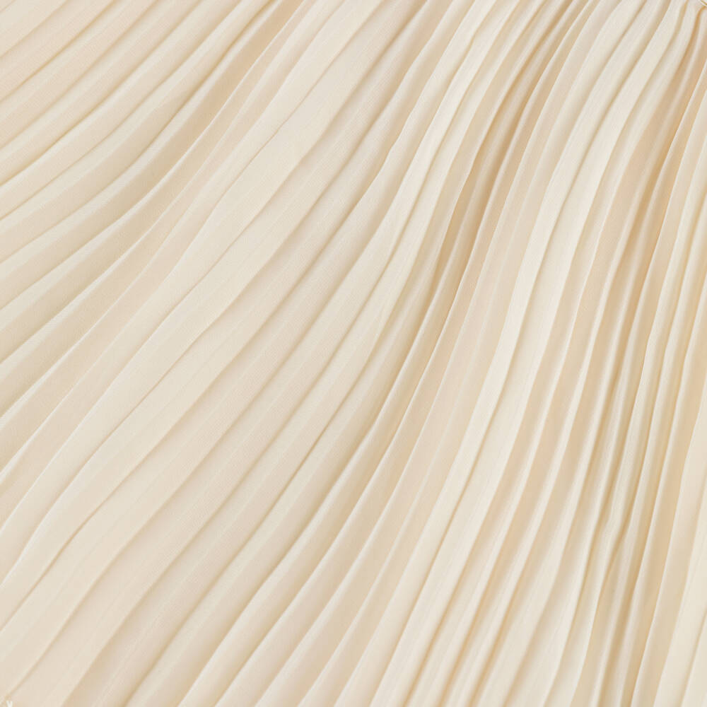 Self-Portrait-Girls Long Cream Pleated Chiffon Dress | Childrensalon Outlet