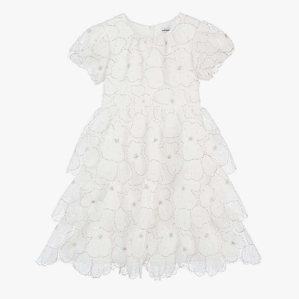 Self-Portrait-Girls Lush Ivory Floral Gown | Childrensalon Outlet