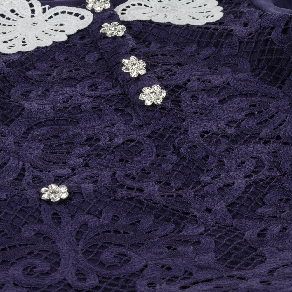 Self-Portrait-Girls Midnight Guipure Lace Dress | Childrensalon Outlet