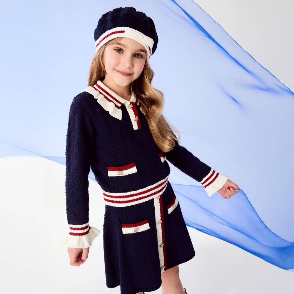 Self-Portrait-Girls Nautical Textured Knit Skirt | Childrensalon Outlet