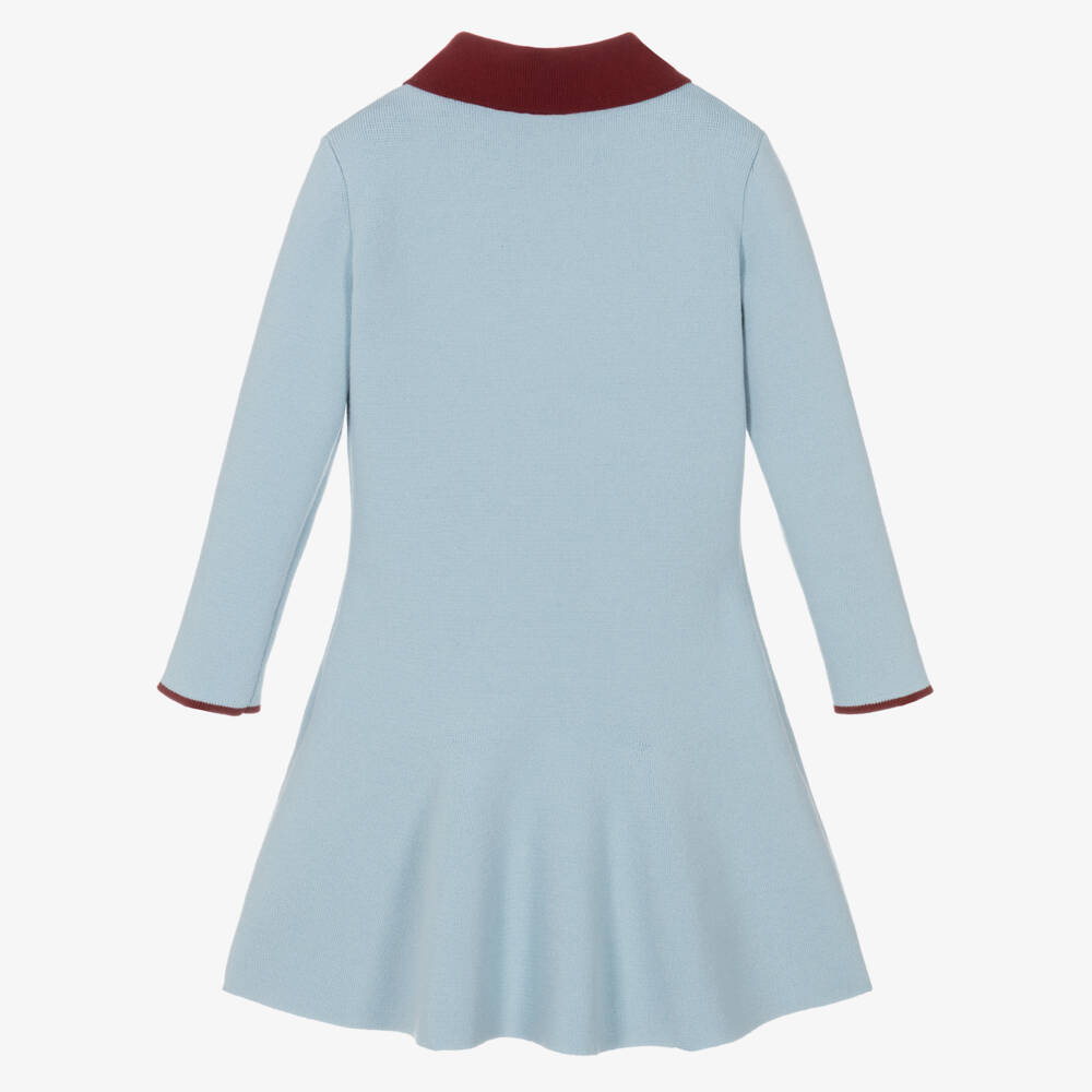 Self-Portrait-Girls Pale Blue & Burgundy Dress | Childrensalon Outlet