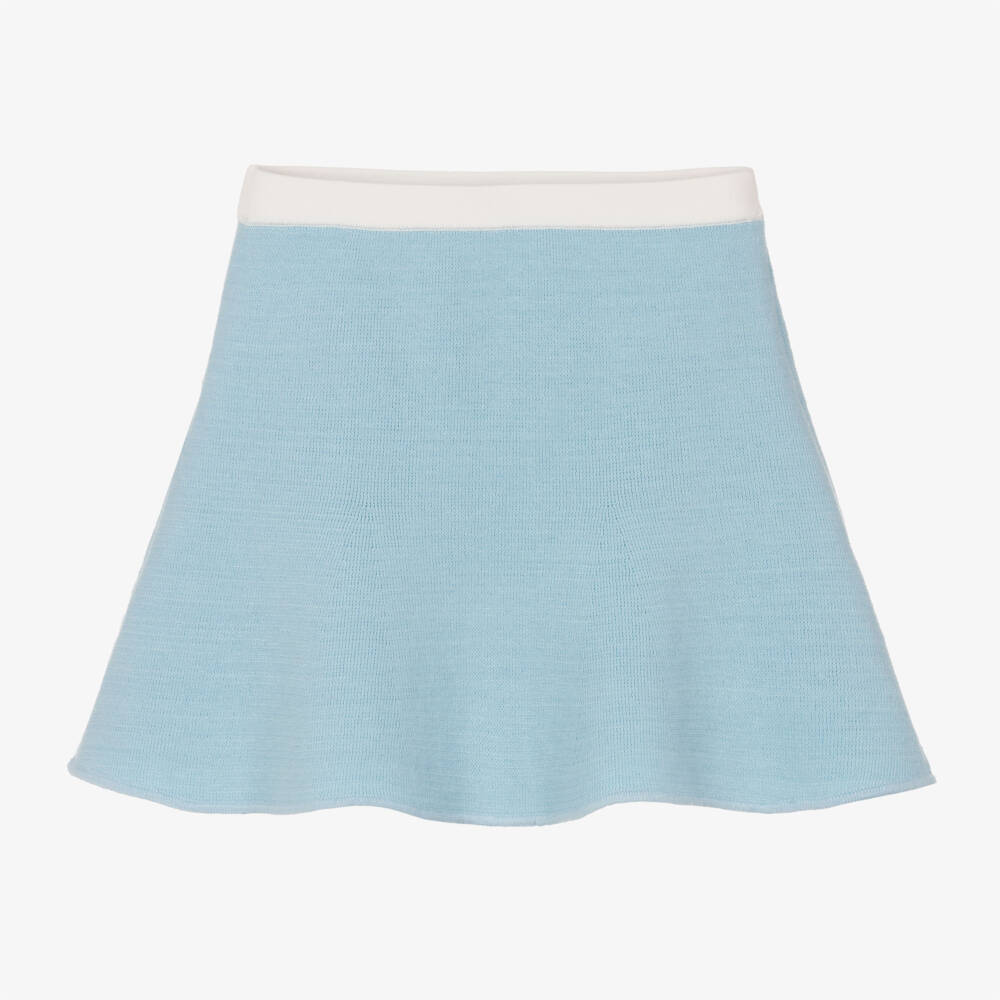 Self-Portrait-Girls Pale Blue Knitted Skirt | Childrensalon Outlet