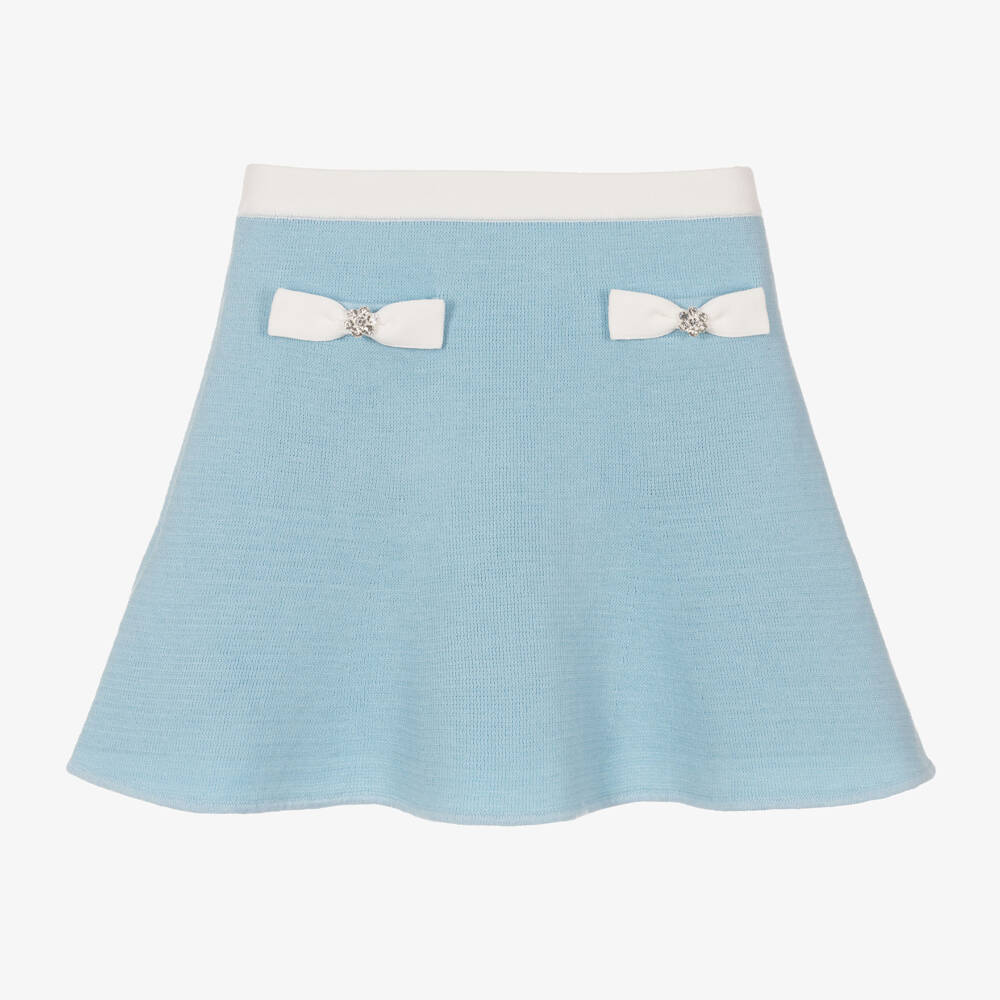 Self-Portrait-Girls Pale Blue Knitted Skirt | Childrensalon Outlet