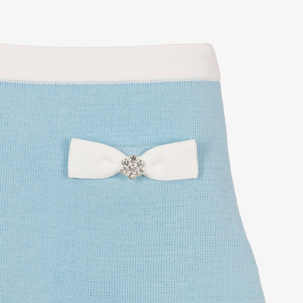 Self-Portrait-Girls Pale Blue Knitted Skirt | Childrensalon Outlet