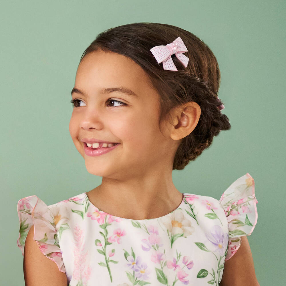 Self-Portrait-Girls Pastel Bow Hair Clips Set | Childrensalon Outlet