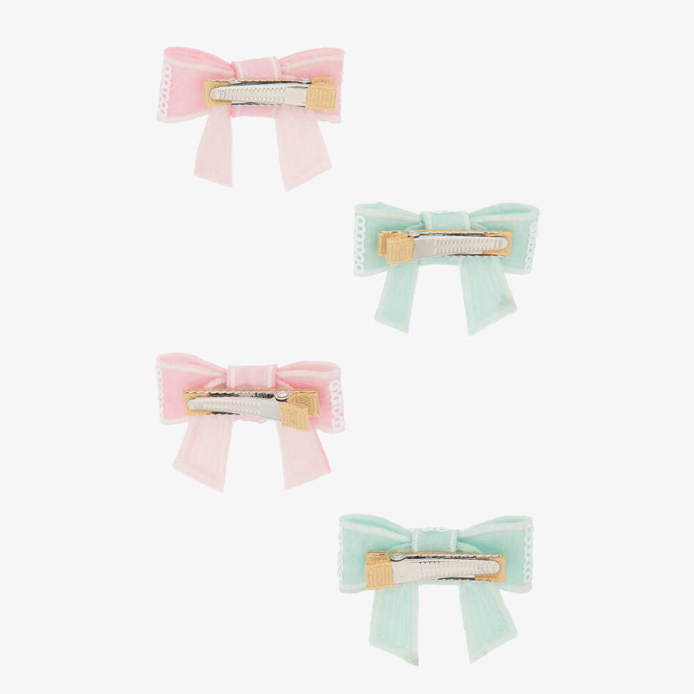 Self-Portrait-Girls Pastel Bow Hair Clips Set | Childrensalon Outlet