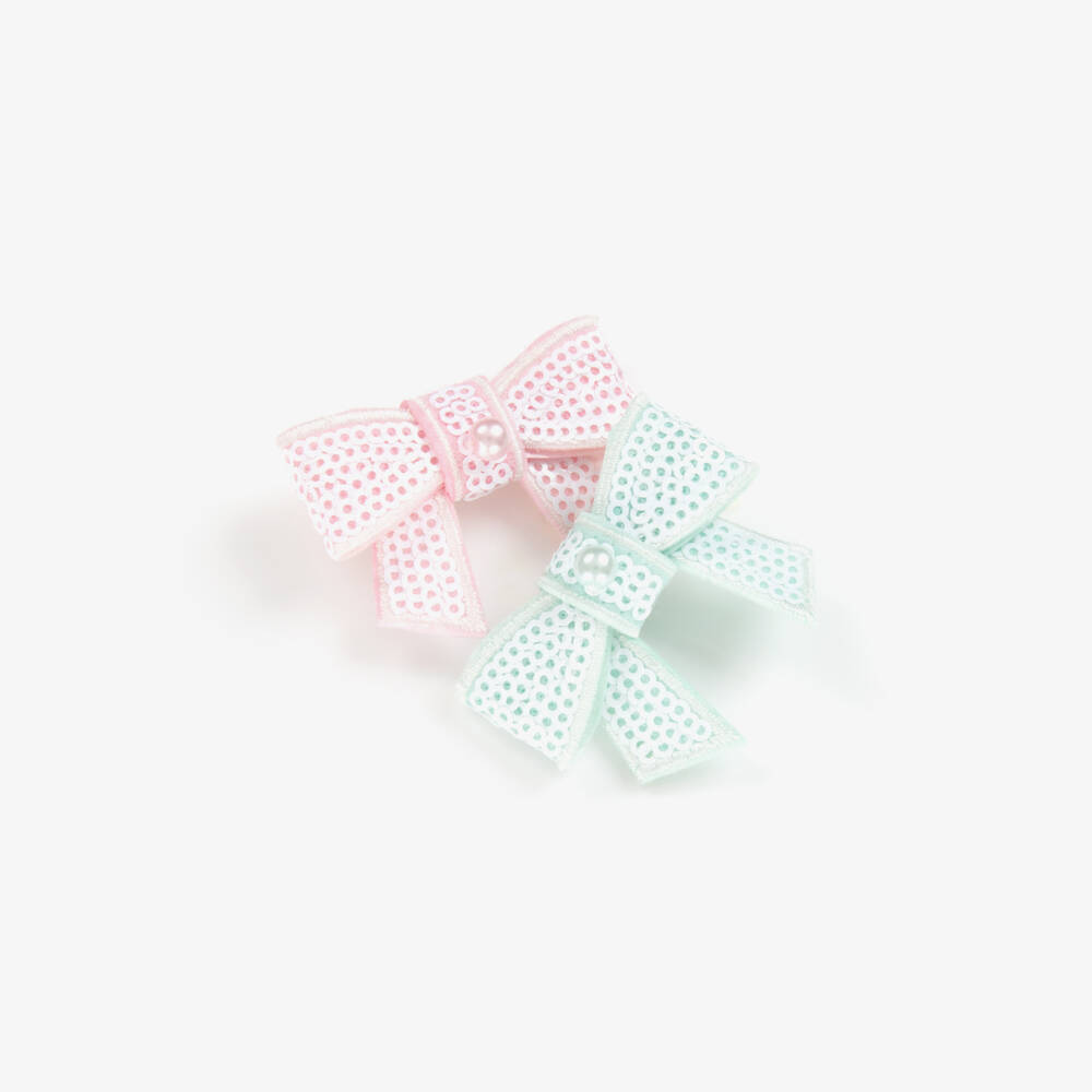 Self-Portrait-Girls Pastel Bow Hair Clips Set | Childrensalon Outlet