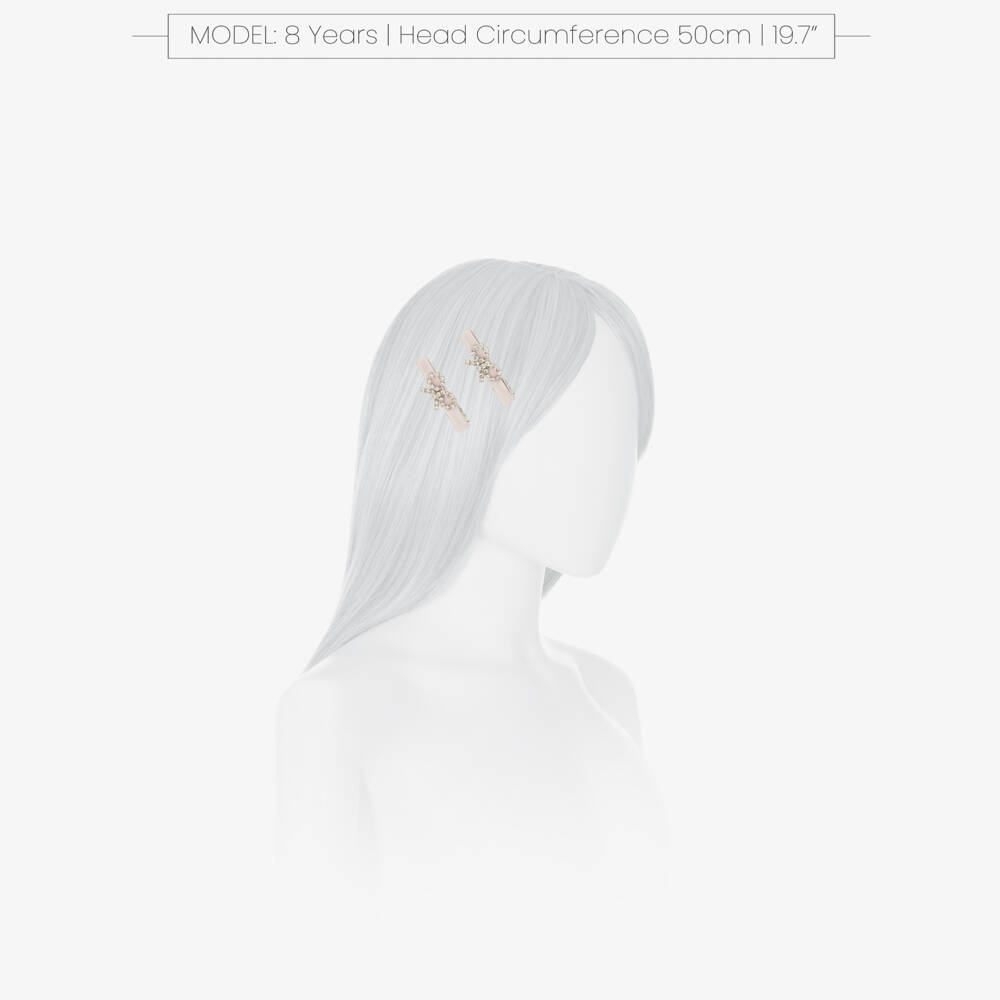 Self-Portrait-Girls Pink Ribbon and Diamanté Bow Hair Clips (4 Pack) | Childrensalon Outlet