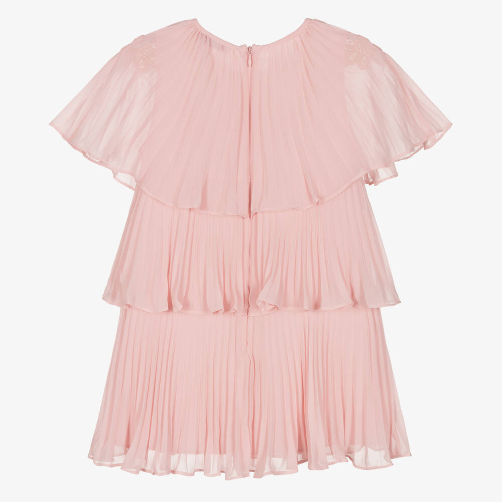 Self-Portrait-فستان شيفون ودانتيل بطبقات لون زهري | Childrensalon Outlet