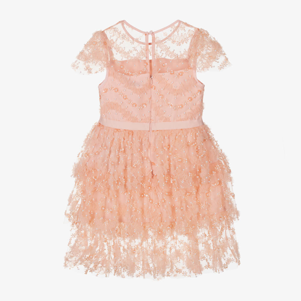 Self-Portrait-Girls Pink Tulle Sequin Dress | Childrensalon Outlet
